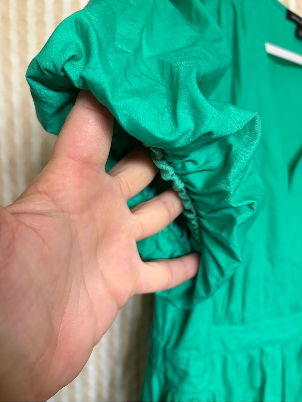 French Connection Emerald Puff Sleeve V-Neck Tiered Dress - Picture 4 of 5